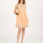 Thin-Strap Mini Dress in Silk Georgette & Lace Thumbnail 1