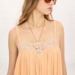 Thin-Strap Mini Dress in Silk Georgette & Lace Thumbnail 5