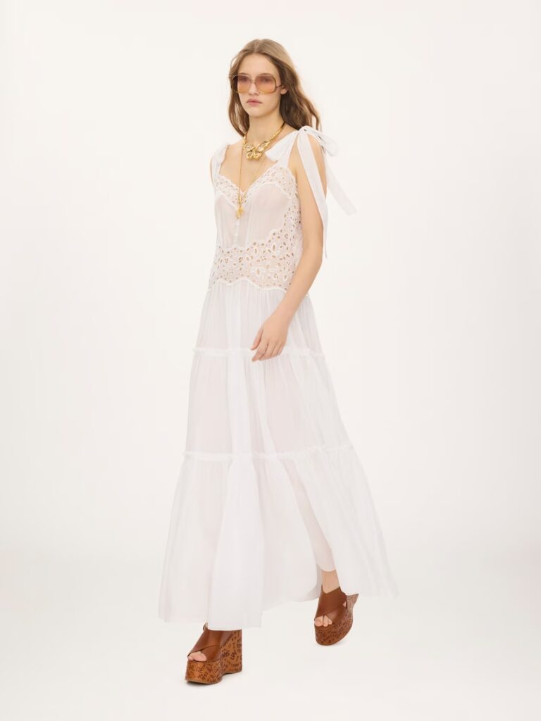 Tiered Long Dress in Cotton Voile Full Size Image 3