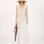 Tiered Long Dress in Cotton Voile Thumbnail 1