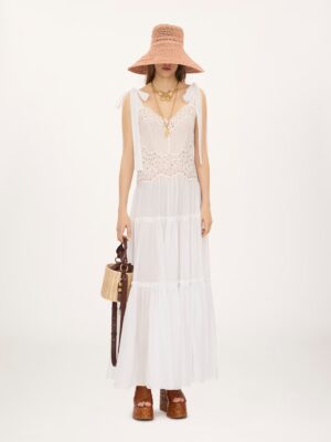 CHLOÉ Tiered Long Dress in Cotton Voile