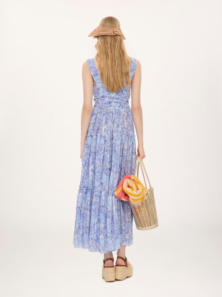 Tiered Long Dress in Cotton Voile Full Size Image 4
