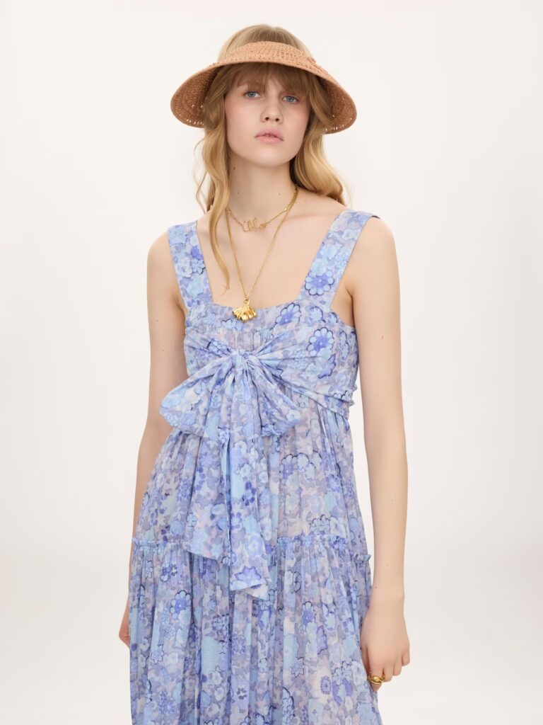 Tiered Long Dress in Cotton Voile Full Size Image 5