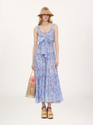 CHLOÉ Tiered Long Dress in Cotton Voile
