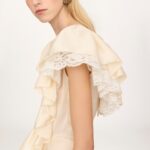 V-Neck Short Jumpsuit in Washed Silk Satin & Lace Thumbnail 2