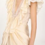 V-Neck Short Jumpsuit in Washed Silk Satin & Lace Thumbnail 5