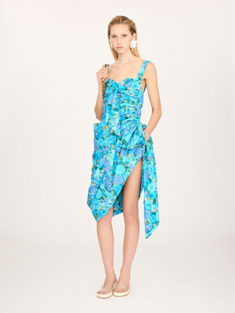 Wrapped Bustier Midi Dress in Cotton Poplin Full Size Image 6