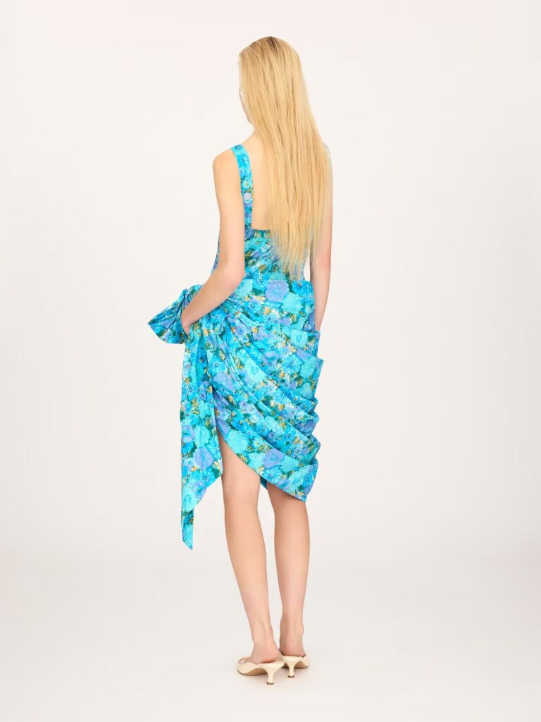 Wrapped Bustier Midi Dress in Cotton Poplin Full Size Image 2