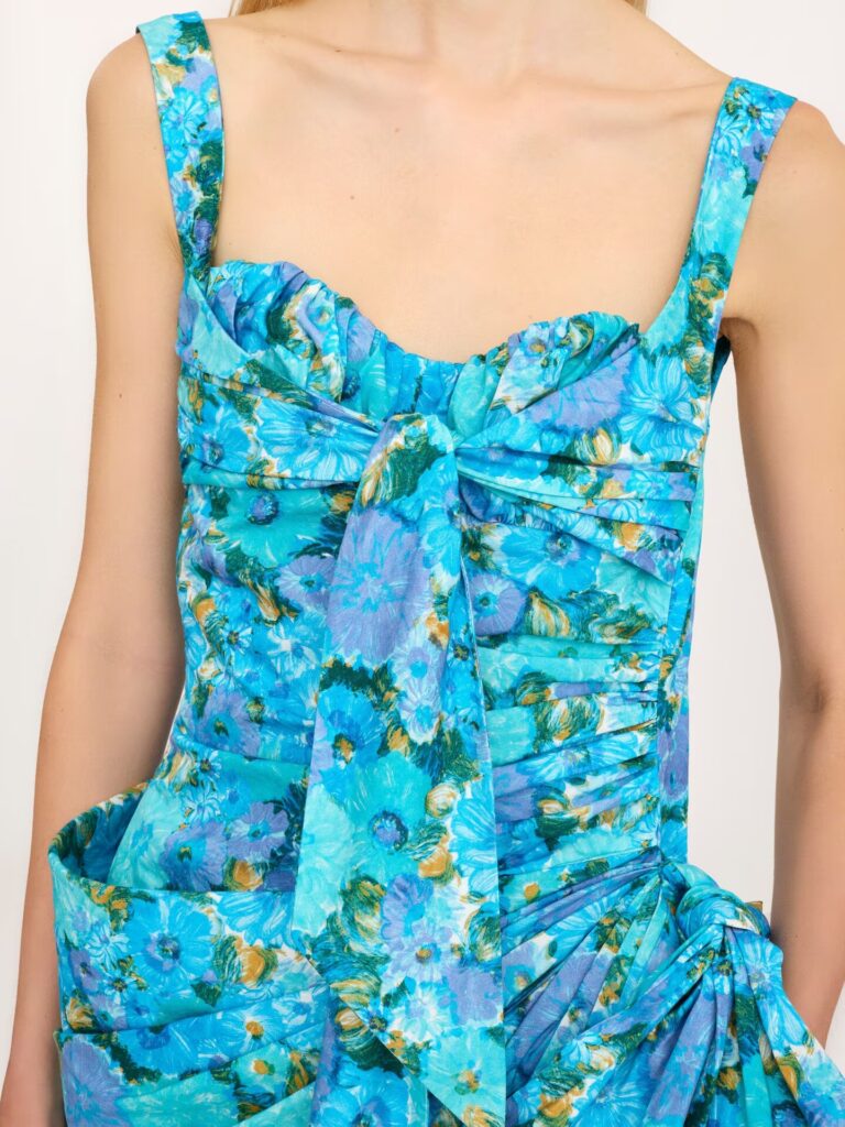 Wrapped Bustier Midi Dress in Cotton Poplin Full Size Image 3