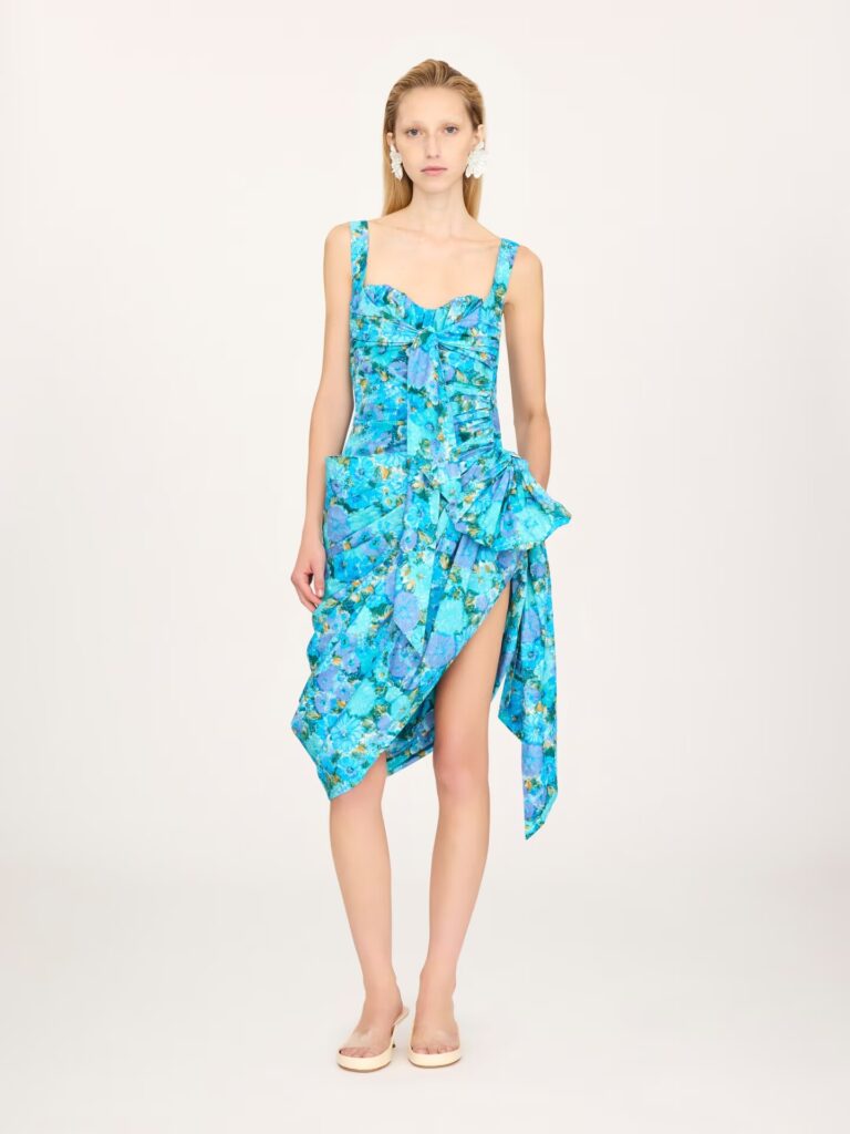 Wrapped Bustier Midi Dress in Cotton Poplin Full Size Image 1