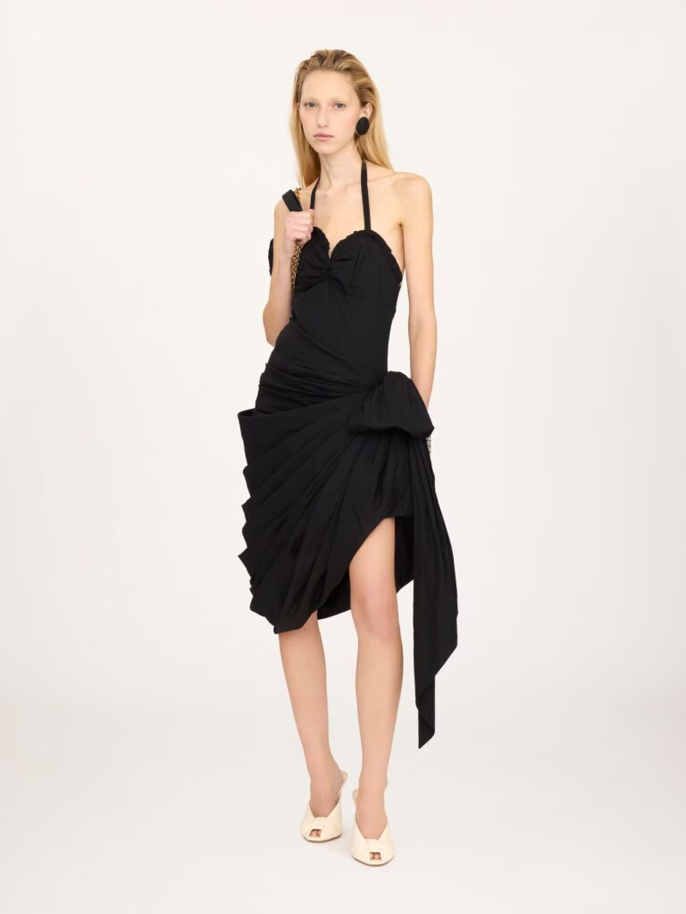 Wrapped Halterneck Dress in Cotton Poplin Full Size Image 1