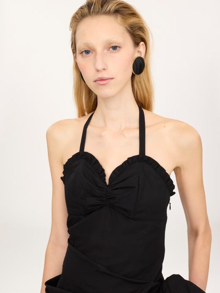 Wrapped Halterneck Dress in Cotton Poplin Full Size Image 4