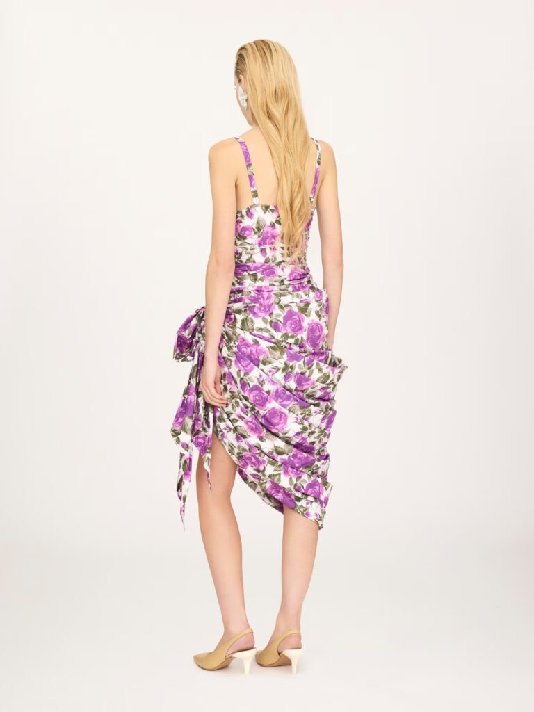 Wrapped Midi Dress Bustier in Cotton Poplin Full Size Image 3