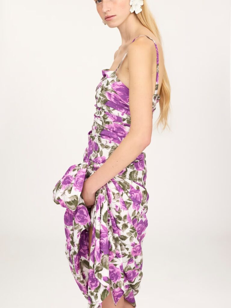 Wrapped Midi Dress Bustier in Cotton Poplin Full Size Image 4