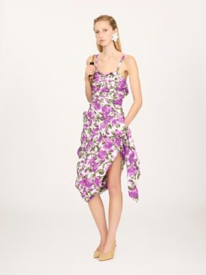 CHLOÉ Wrapped Midi Dress Bustier in Cotton Poplin