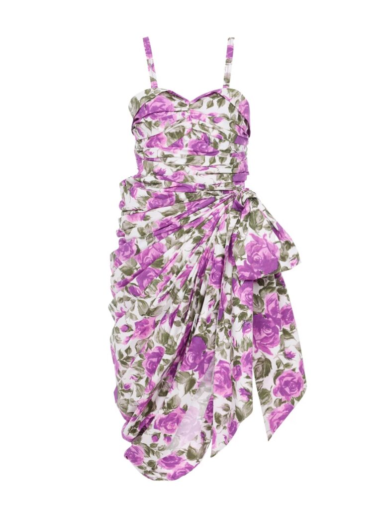 Wrapped Midi Dress Bustier in Cotton Poplin Full Size Image 2