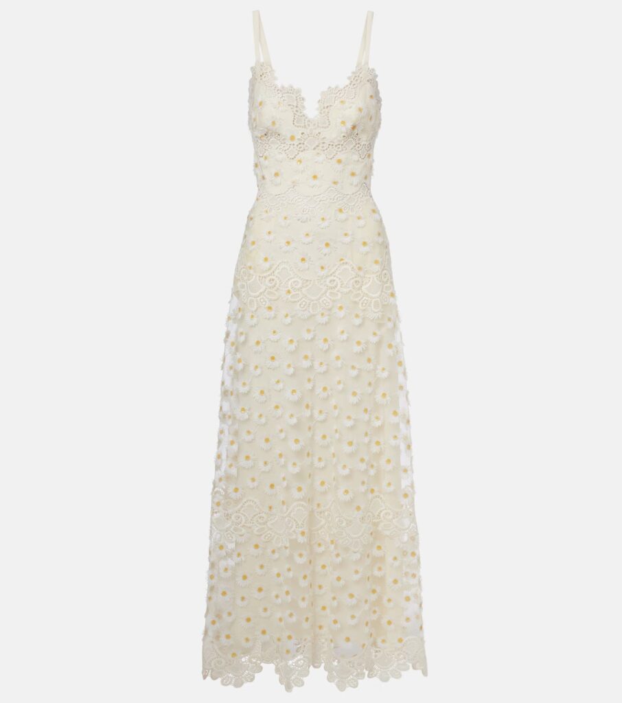 Embroidered Guipure Lace Tulle Maxi Dress Full Size Image 5
