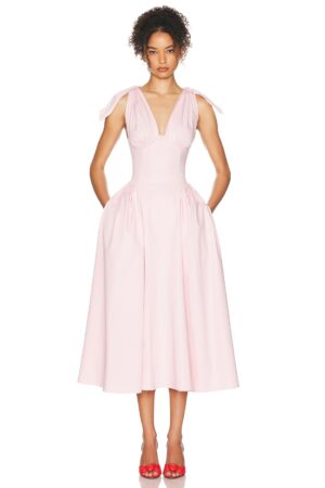 HELSA Fairweather Midi Dress in Stretch Cotton Sateen