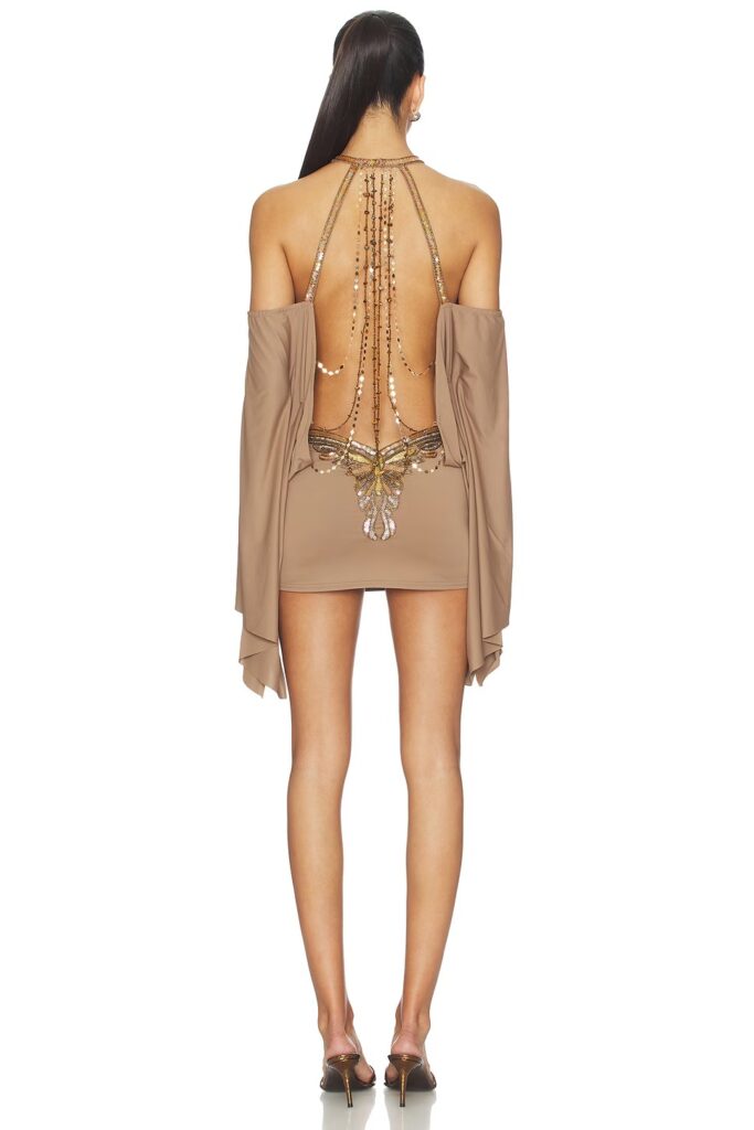 Backless Embellished Mini Dress Full Size Image 3
