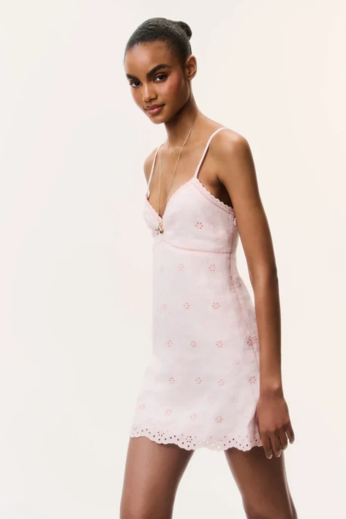 Becklyn Eyelet Linen Mini Dress Full Size Image 3