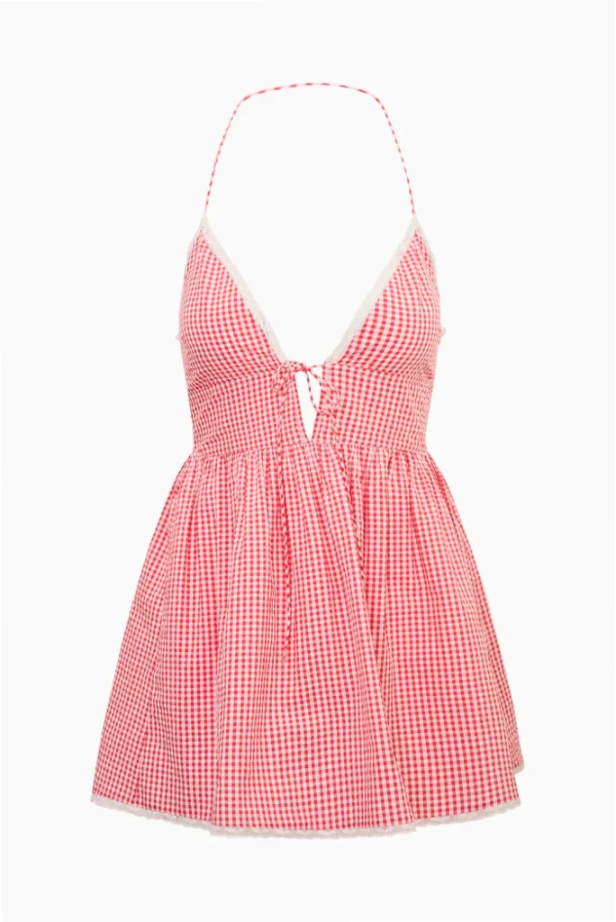 Khloe Cotton Gingham Mini Dress Full Size Image 3