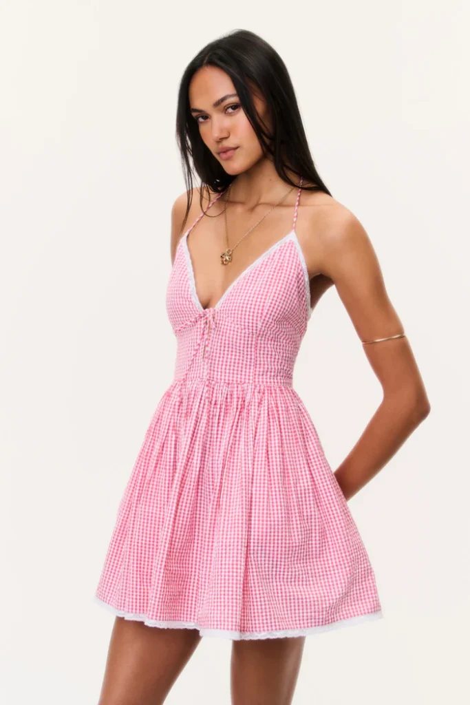 Khloe Cotton Gingham Mini Dress Full Size Image 5