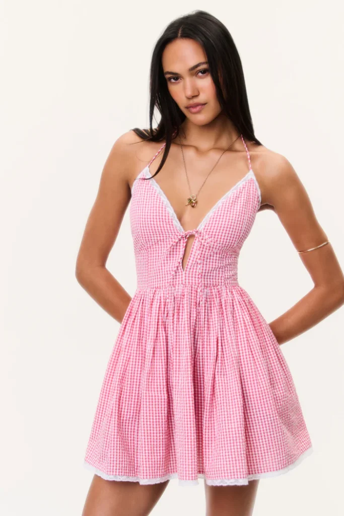 Khloe Cotton Gingham Mini Dress Full Size Image 2