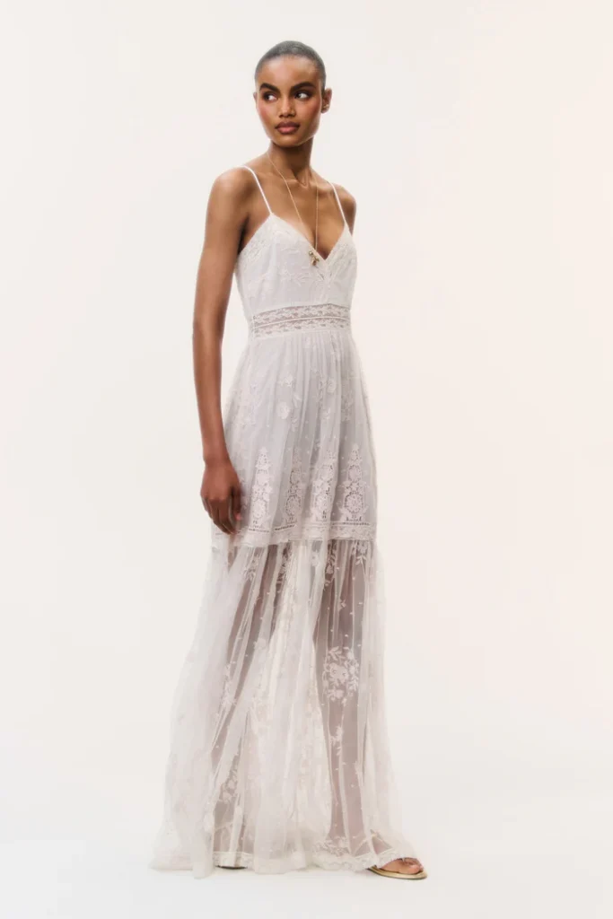 Valmy Embroidered Tulle Maxi Dress Full Size Image 2