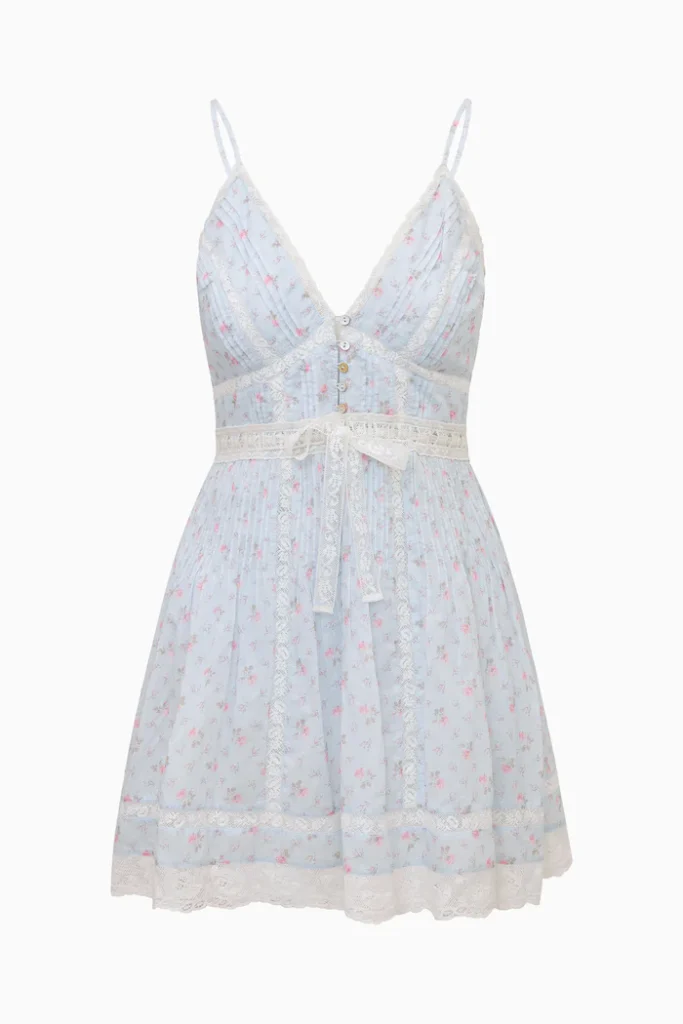Zirelle Floral Cotton Lace-Trimmed Mini Dress Full Size Image 4
