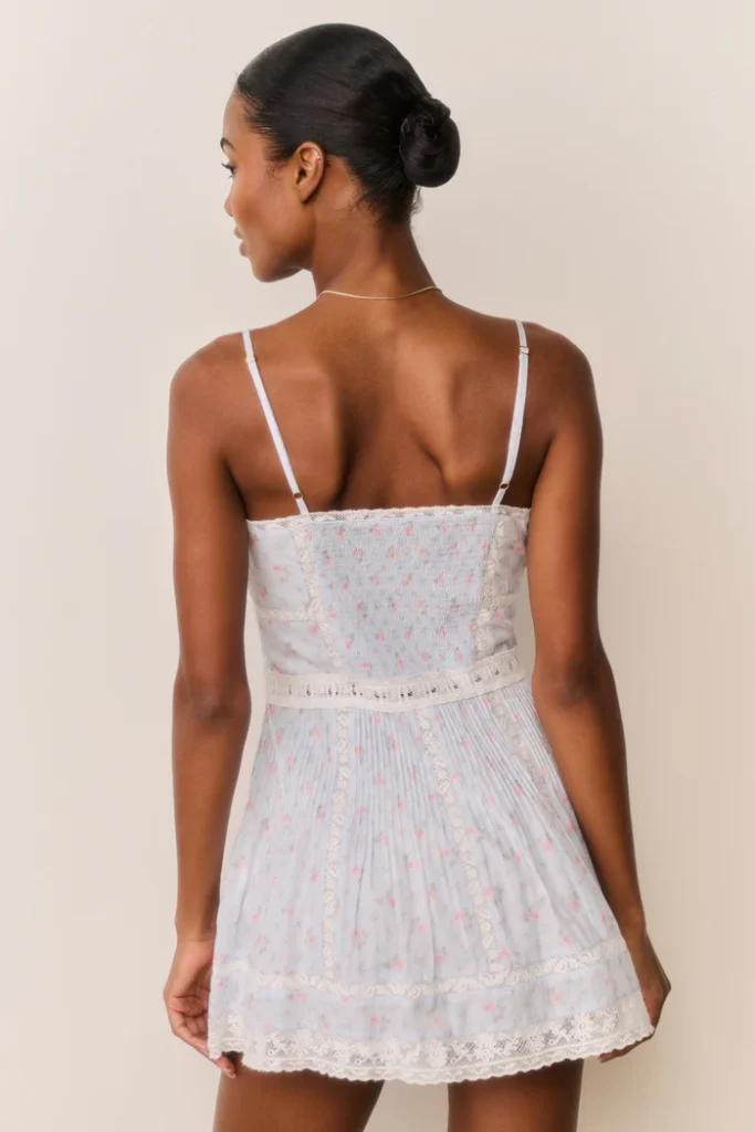 Zirelle Floral Cotton Lace-Trimmed Mini Dress Full Size Image 5