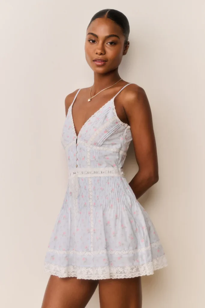 Zirelle Floral Cotton Lace-Trimmed Mini Dress Full Size Image 6