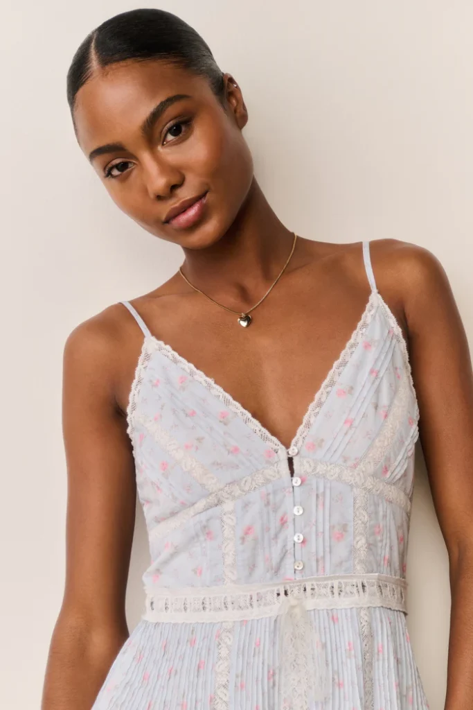 Zirelle Floral Cotton Lace-Trimmed Mini Dress Full Size Image 2