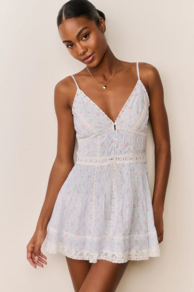 Zirelle Floral Cotton Lace-Trimmed Mini Dress Full Size Image 3