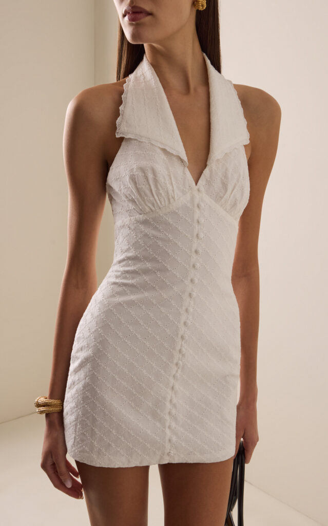 Collared Cotton Mini Dress Full Size Image 5