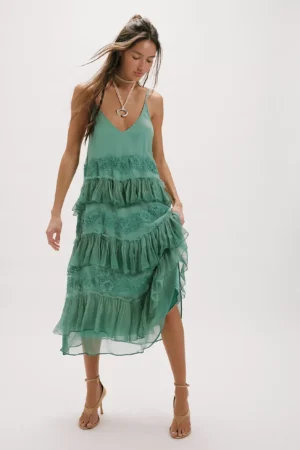 NIGEL PRESTON Tiered Midi Dress