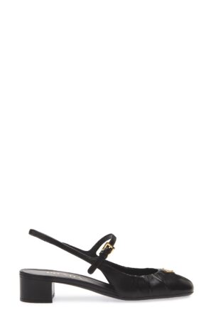 PRADA Ruched Mary Jane Slingback Pump