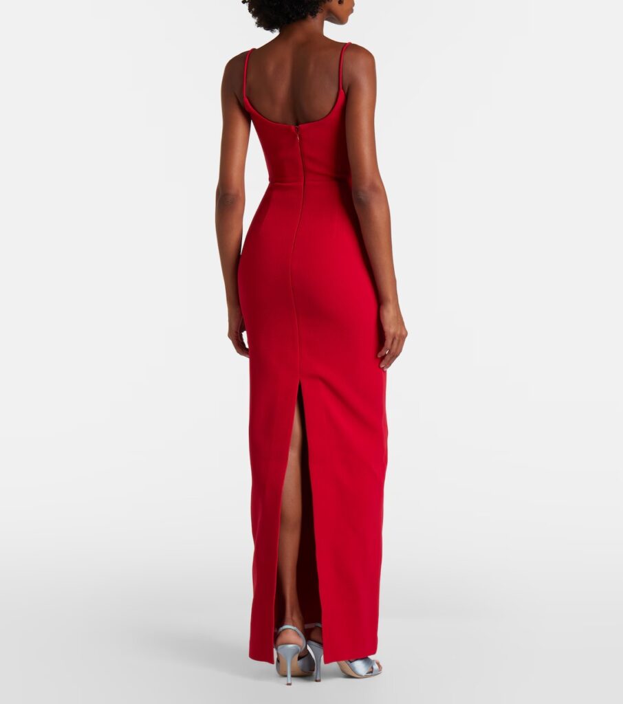 Precious Bow-Detail Crepe Bustier Gown Full Size Image 2