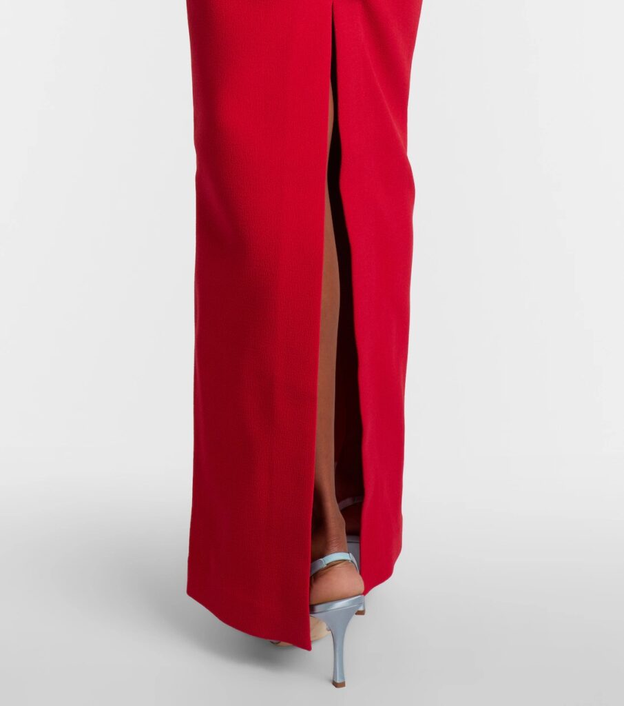 Precious Bow-Detail Crepe Bustier Gown Full Size Image 4
