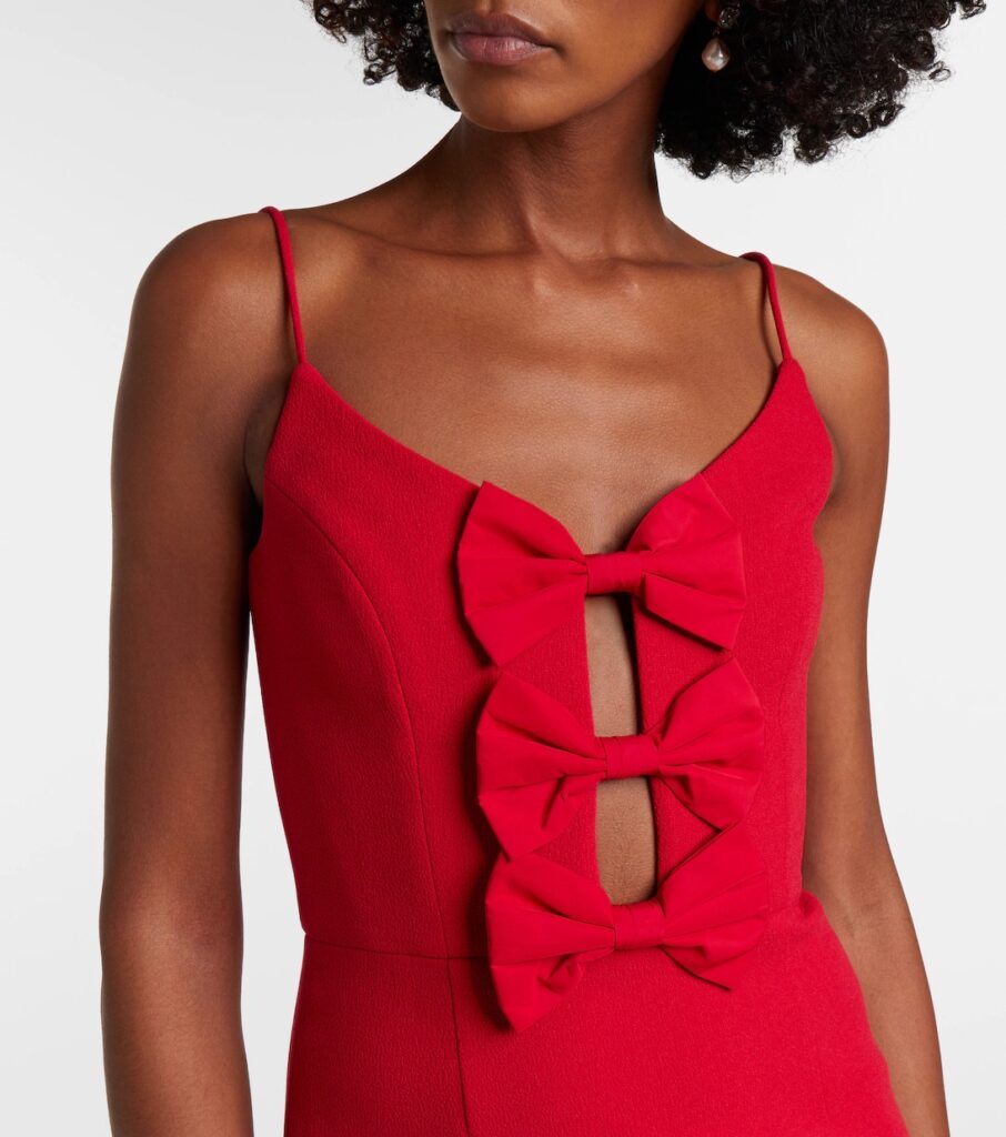 Precious Bow-Detail Crepe Bustier Gown Full Size Image 5