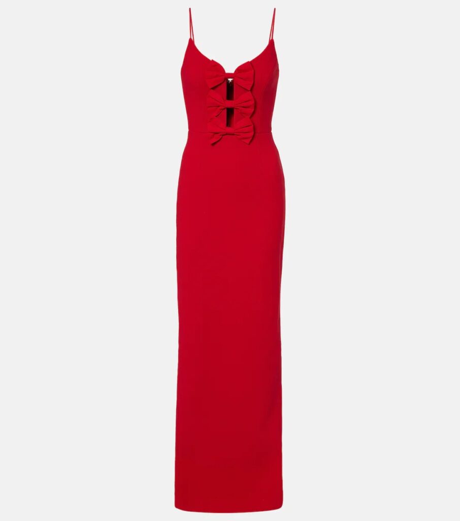 Precious Bow-Detail Crepe Bustier Gown Full Size Image 6
