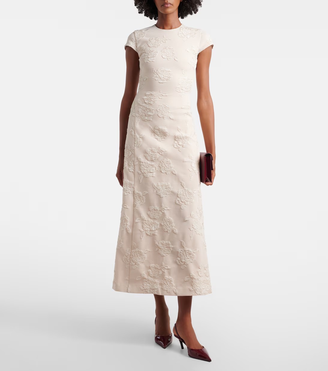 ROTATE BIRGER CHRISTENSEN Floral Jacquard Midi Dress