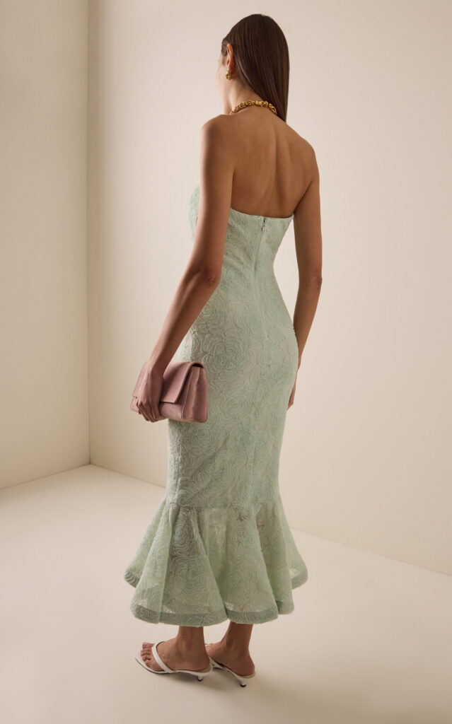 Flower Mesh Flounce Dress Full Size Image 4