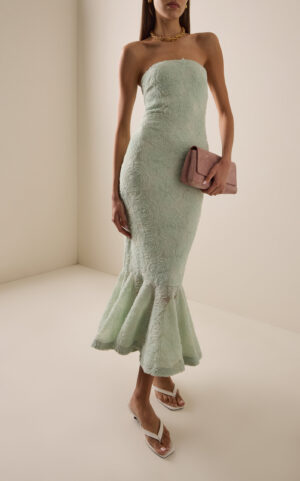 ROTATE BIRGER CHRISTENSEN Flower Mesh Flounce Dress