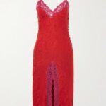 Lace-Trimmed Silk-Satin Midi Dress Thumbnail 3