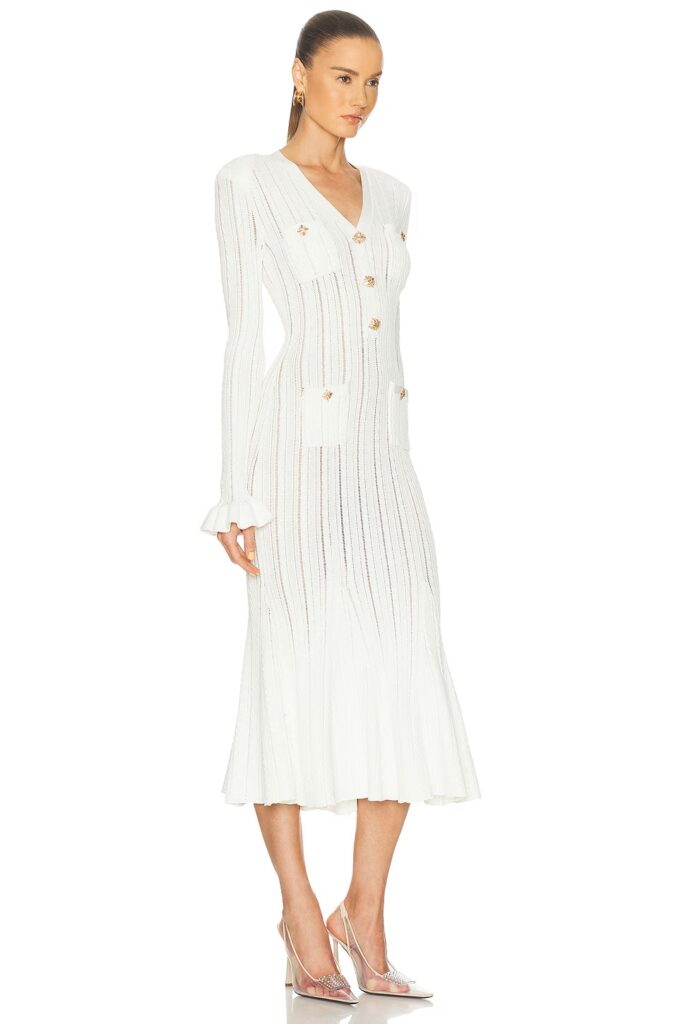 Pointelle Knit Midi Dress Full Size Image 3