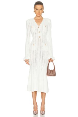 SELF-PORTRAIT Pointelle Knit Midi Dress