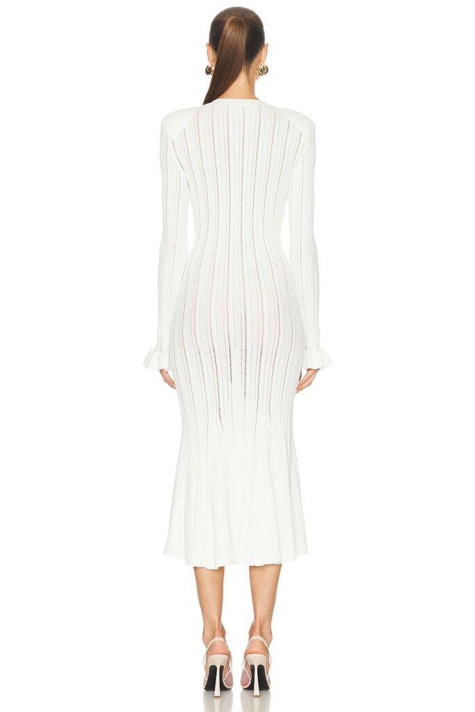 Pointelle Knit Midi Dress Full Size Image 2