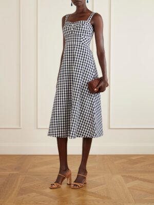 VERONICA BEARD Lois Checked Cloque Midi Dress