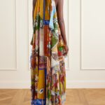 Mlak Draped Printed Organza Halterneck Midi Dress Thumbnail 3