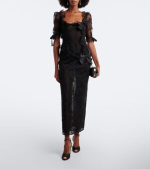 ALESSANDRA RICH Bow-detail Cotton-blend Lace Midi Dress